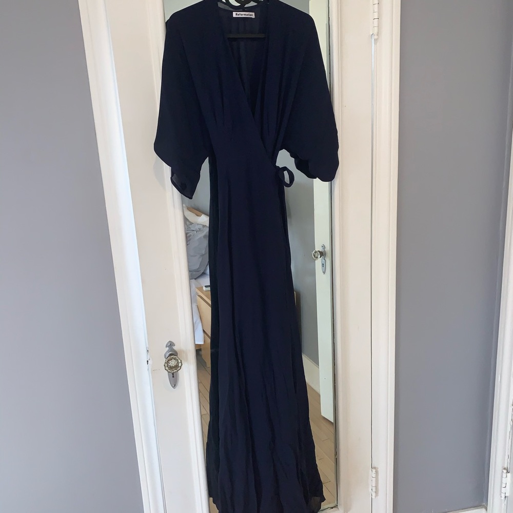 Reformation elegant wedding evening wrap dress